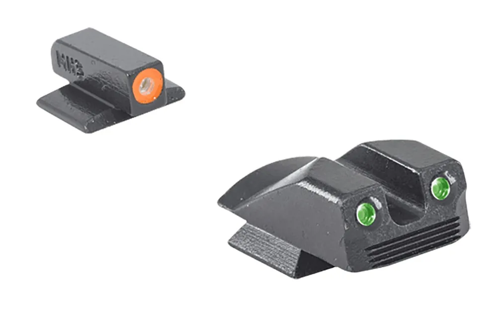 Meprolight USA Mepro Hyper-Bright Self-Illuminated Sights Fixed Tritium Orange Front, Green Rear Black Frame for Kimber Micro 9mm