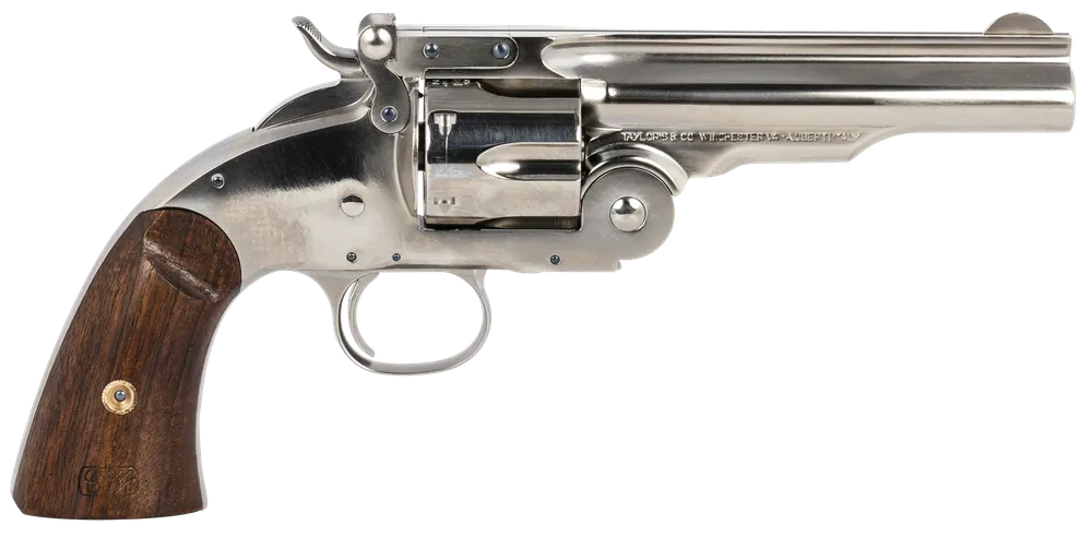 Taylors & Company 550670 Schofield Top Break 45 Colt (LC) Caliber with 5"Barrel, 6rd Capacity Cylinder, Overall Nickel-Plated Finish Steel & Walnut Grip