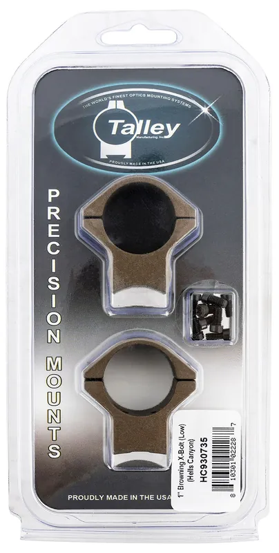 Talley Scope Ring Set For Rifle Browning X-Bolt Low 1" Tube Hells Canyon Aluminum