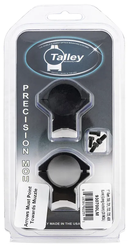 Talley Scope Ring Set For Rifle Remington 700 Low 1" Tube Black Anodized Aluminum