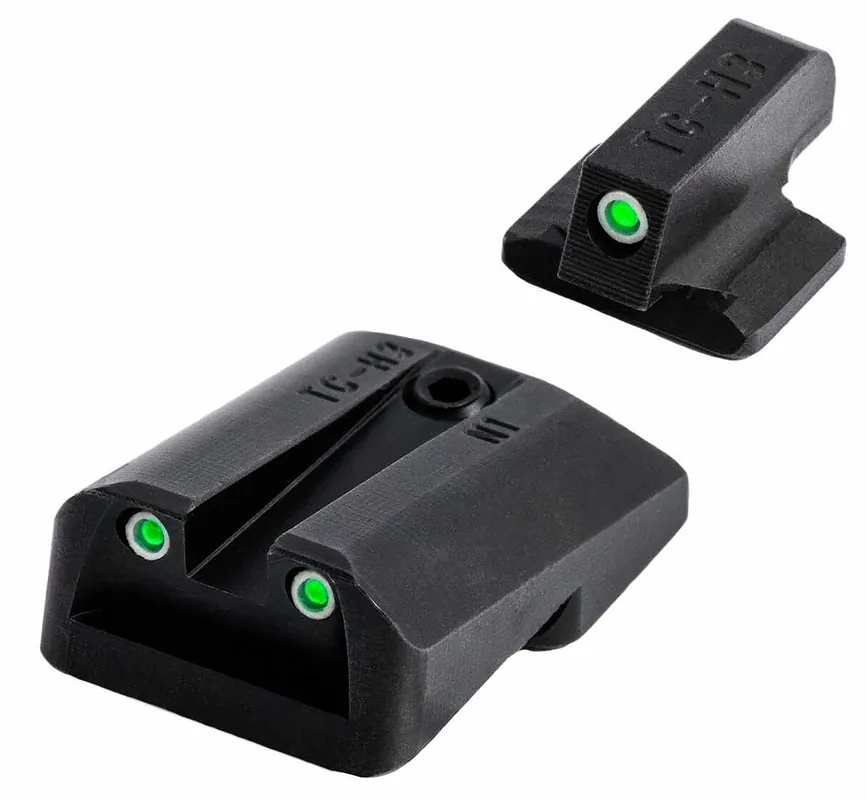 TruGlo Tritium Night Sights Square Green Front/U-Notch Green Rear with Nitride Fortress Finished Frame for Sig P-Series with 6 Front & 8 Rear
