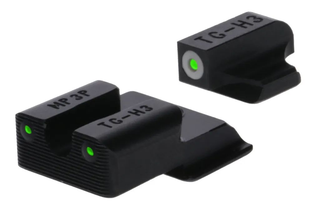 TruGlo Tritium Pro Night Sights Square Green with White Outline Front/U-Notch Green Rear with Nitride Fortress Finished Frame for S&W M&P Shield EZ 380