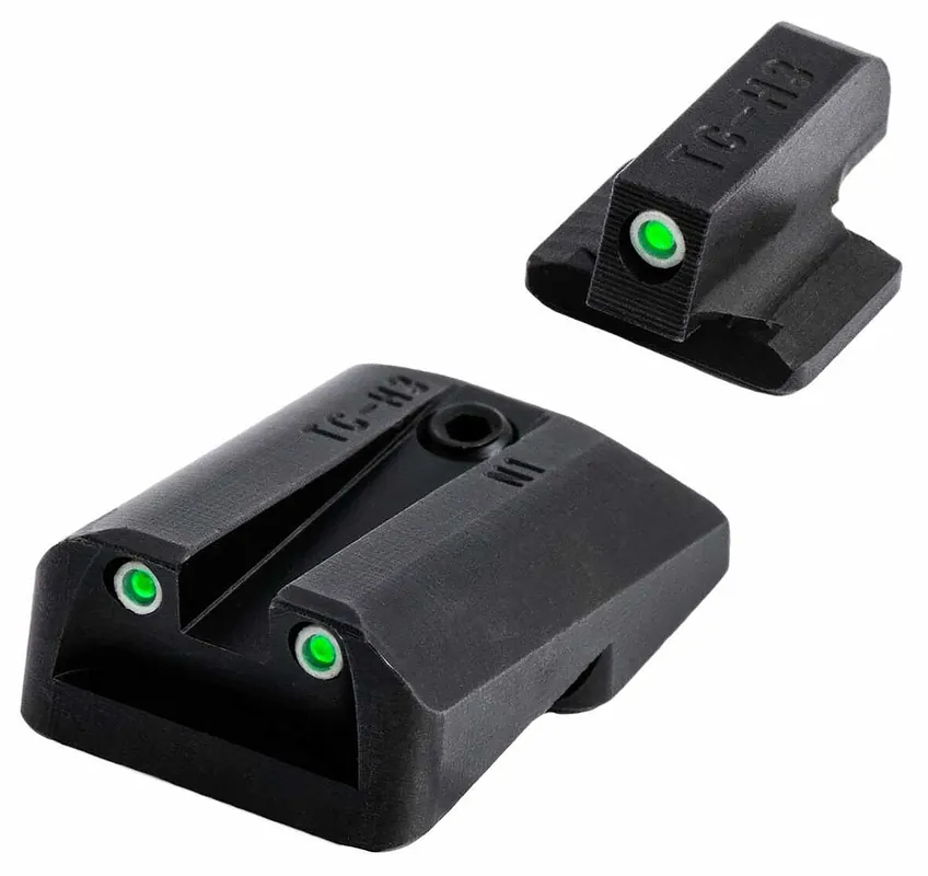 TruGlo Tritium Pro Night Sights Square Green with White Outline Front/U-Notch Green Rear with Nitride Fortress Finished Frame for FN 45 FNX, FNP
