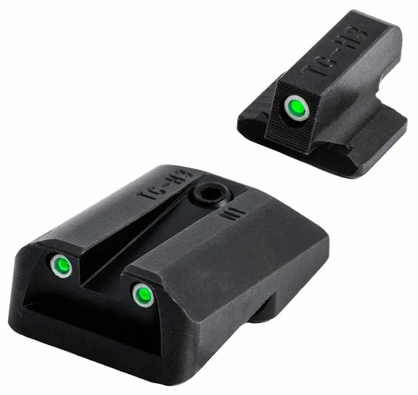 TruGlo Tritium Pro Night Sights Square Green with White Outline Front/U-Notch Green Rear with Nitride Fortress Finished Frame for CZ P10, 10C