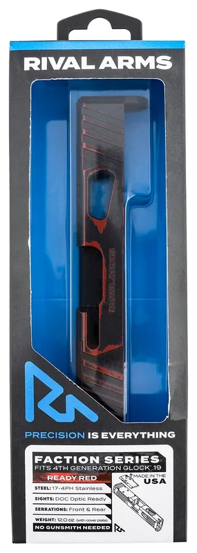Rival Arms Faction Series Slide A1 with Docter Cut Cerakote Ready Red 17-4 Stainless Steel for Glock 19 Gen4