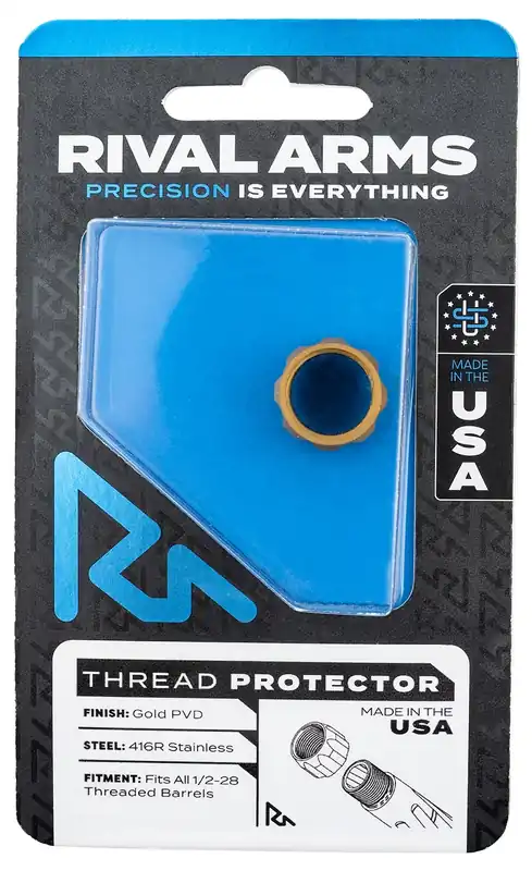 Rival Arms Thread Protector 9mm Luger Gold PVD 416R Stainless Steel 1/2"-28 tpi