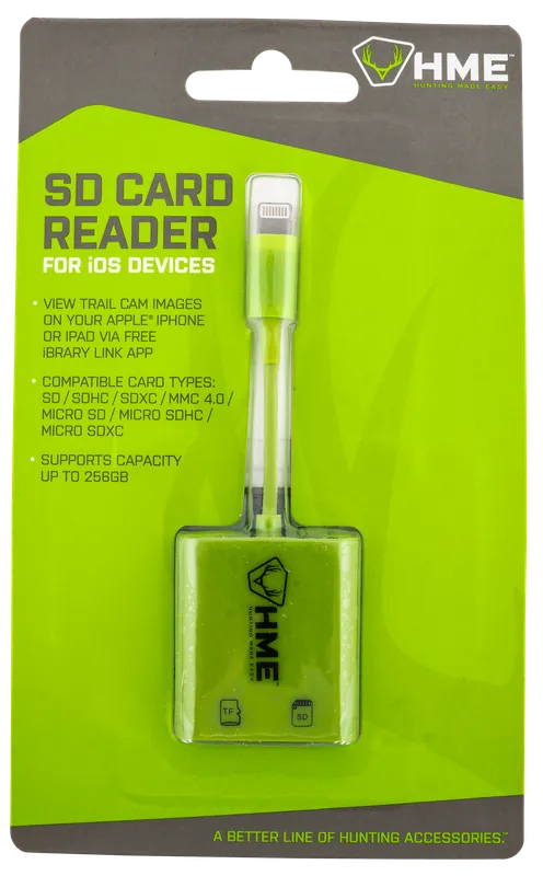 HME Memory Card Reader iOS Fits iPhone/iPad Up To 256GB Black/Green HMESDCRIOS