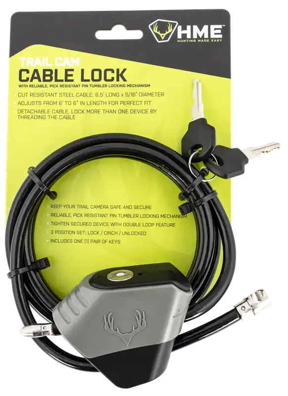 HME HME-CBLK Cable Lock 6.50‘ Long Black/Gray Aluminum