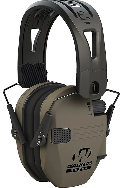 Walker‘s Razor Slim Electronic Muff 23 dB Over the Head Polymer Flat Dark Earth Ear Cups