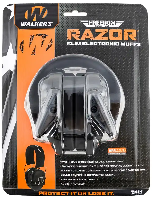 Walker‘s Razor Freedom Muff 23 dB Over the Head Polymer Black Ear Cups