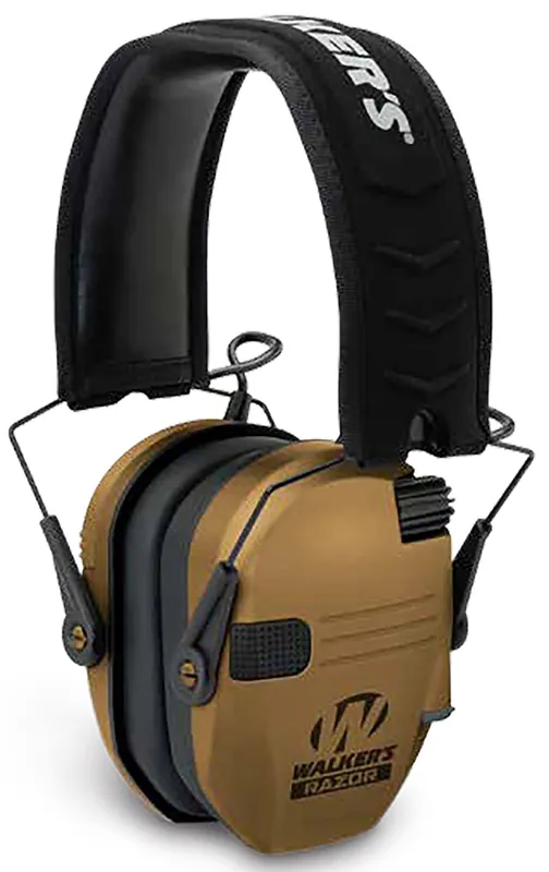 Walker‘s Razor Slim Electronic Muff 23 dB Over the Head Polymer Battle Brown Ear Cups