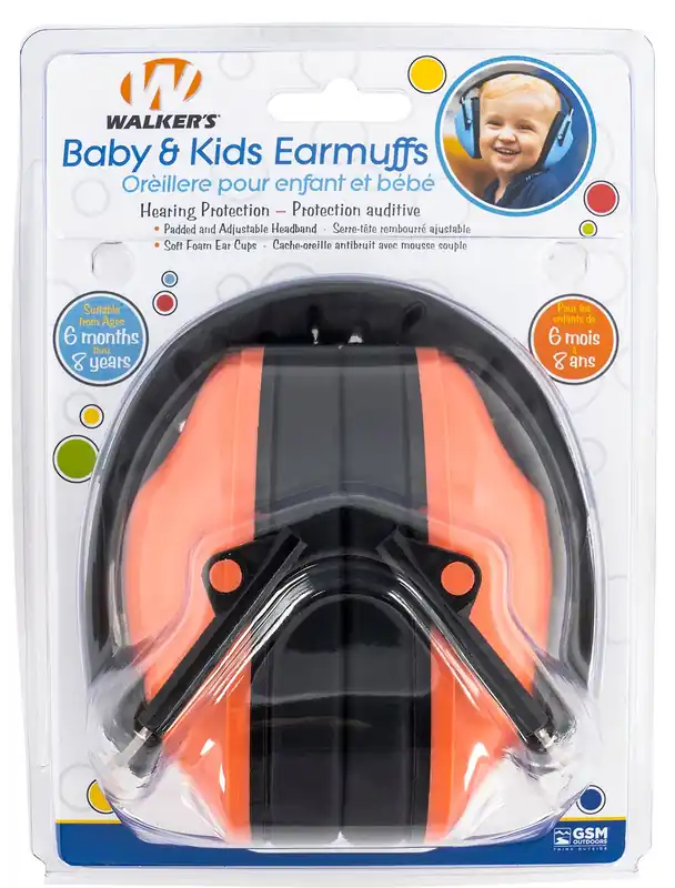Walker‘s Folding Passive Muff 23 dB Over the Head Polymer Coral Ear Cups, Youth