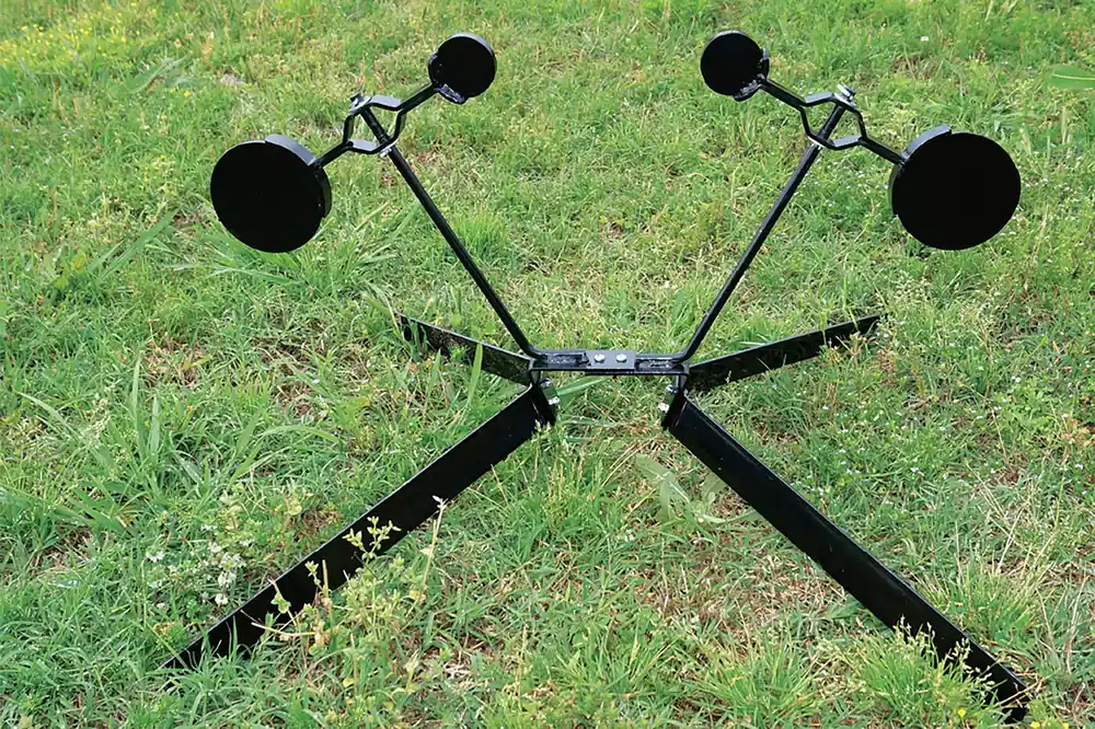 Viking Solutions Dual Spinner Target Rimfire Pistol/Rifle Black AR500 Steel Gong Plates Standing