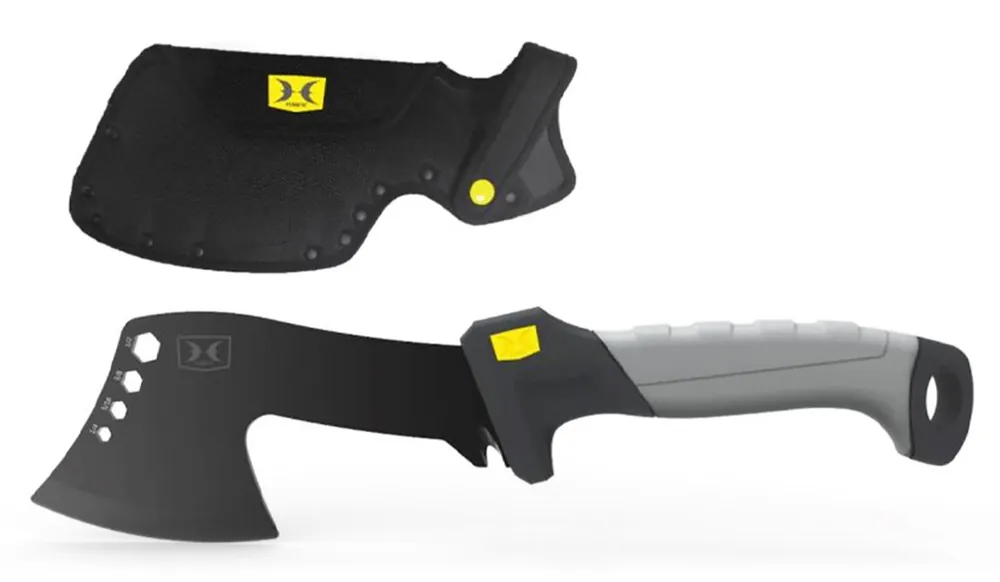 Hawk Hatchet 2.50" Blade Axe Stainless Steel Blade Black/Gray GRN w/Rubber Overlay Handle 9.46" Long