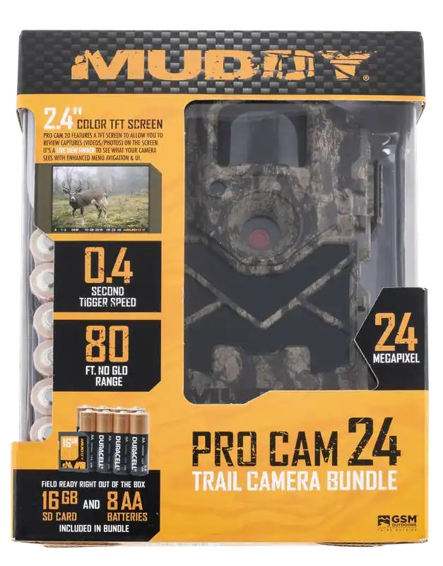 Muddy MUD-MTC24VK Pro-Cam 24 Combo Bark Camo LCD Display 24 MP Resolution Invisible Flash SD Card Slot/Up to 32GB Memory