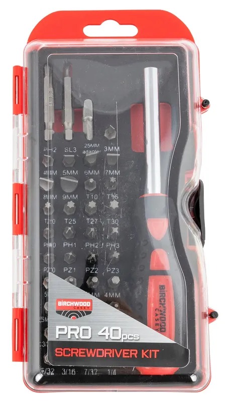 Birchwood Casey Pro Screwdriver Set 40 Pieces Includes Slotted/Philips/Torx/Hex Heads