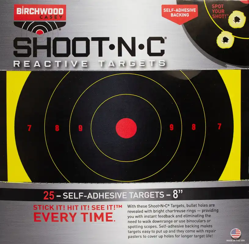 Birchwood Casey Reactive Target Dispenser Paper Adhesive Paper 8" Bullseye Includes Pasters 25 Per Pkg
