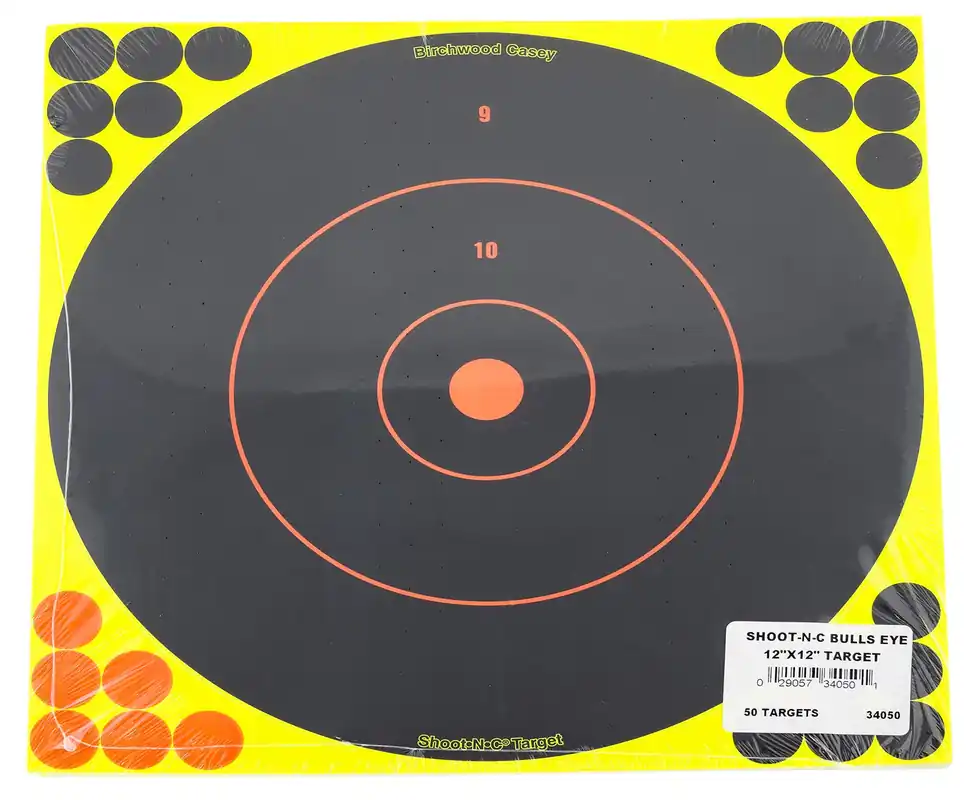 Birchwood Case Shoot-N-C Bull‘s-Eye Bullseye Adhesive Paper Target 12" 50 Per Pkg