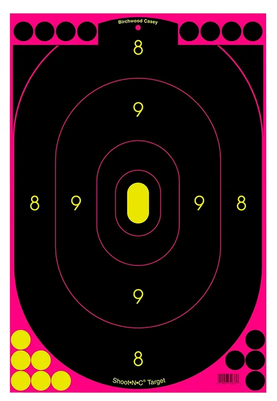 Birchwood Casey Shoot-N-C Silhouette Oval Adhesive Paper 12" x 18" Black/Pink 5 Pack