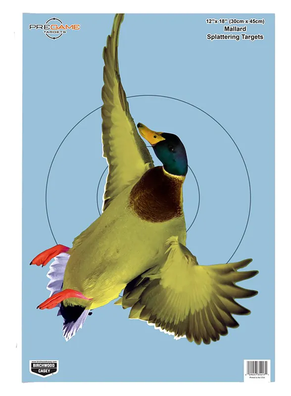 Birchwood Casey Pregame Duck Paper Hanging Rifle/Shotgun 12" x 18" Impact Enhancement Yes 8 Per Pkg