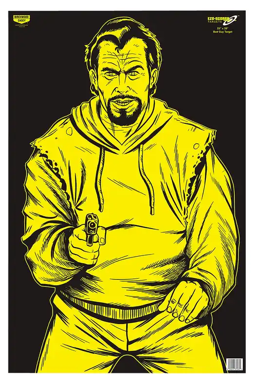 Birchwood Casey EZE-Scorer Bad Guy Silhouette Paper Hanging 23" x 35" Black/Yellow 100 Per Pkg