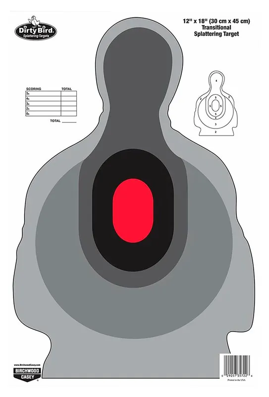 Birchwood Casey Dirty Bird Multi-Color Splattering Target Silhouette Paper Target Tagboard Target 12" x 18" 100 Per Pkg
