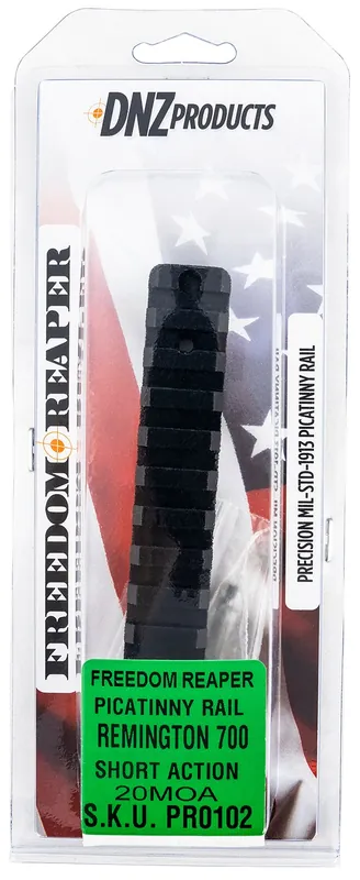 DNZ Freedom Reaper Picatinny Rail Rifle Rem 700 Short Action 20 MOA Black Anodized Aluminum