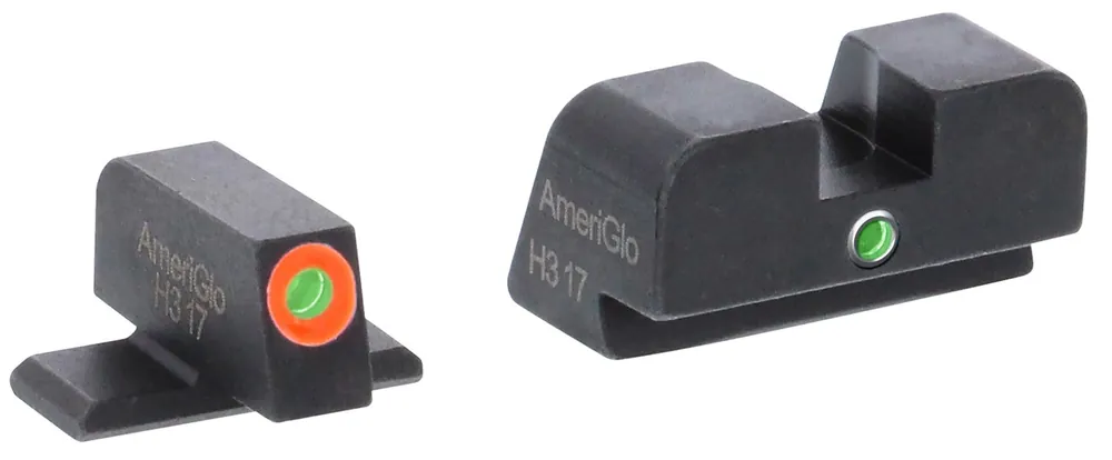 AmeriGlo i-Dot Night Sight 3-Dot Tritium Green with Orange Outline Front, Green Rear Black Frame for Sig P-Series with 8 Front & Rear