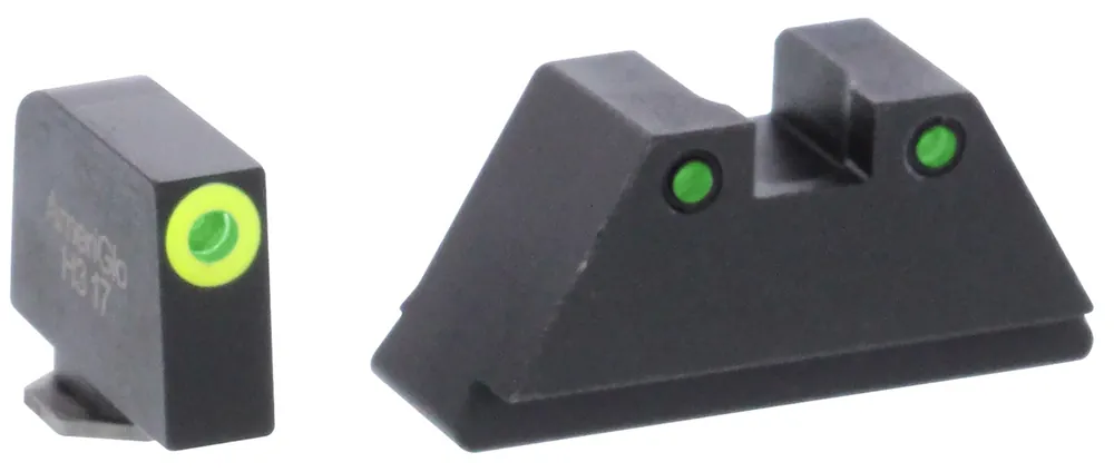 AmeriGlo Tall Suppressor Height Sight XL Tritium Green with LimeLumi Outline Front, Green with Black Outline Rear Black Frame for Most Glock Gen1-5 (Except 42,43)
