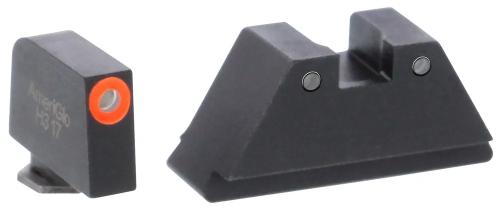 AmeriGlo Tall Suppressor Height Sight XL Spartan Operator Tritium Green with Orange Outline Front, Green with Black Outline Rear Black Frame for Most Glock Gen1-5 (Except 42,43)