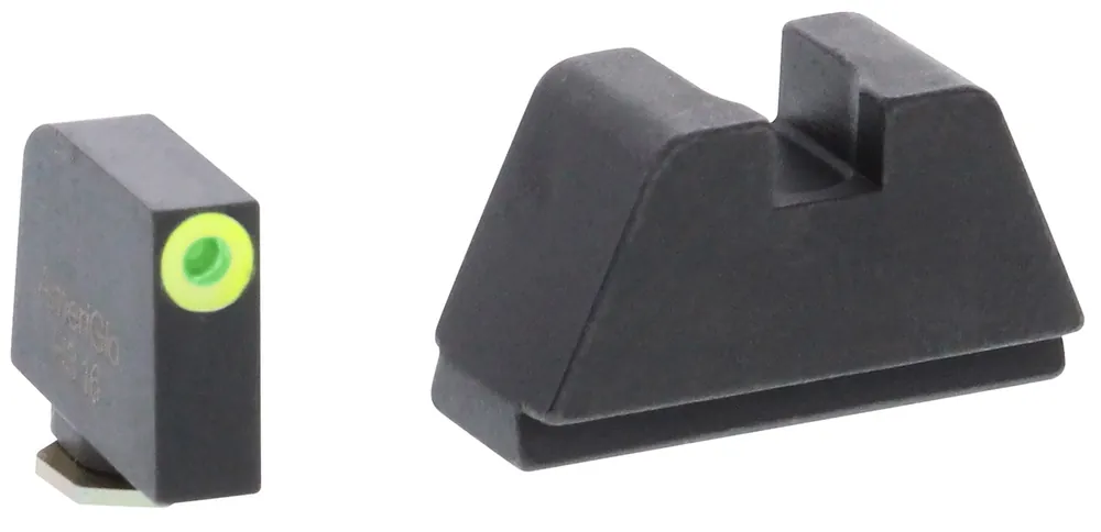 AmeriGlo Tall Suppressor Height Sight 2XL Tritium Green with LimeLumi Outline Front, Flat Black Rear Black Frame for Most Glock Gen1-5 (Except 42,43)