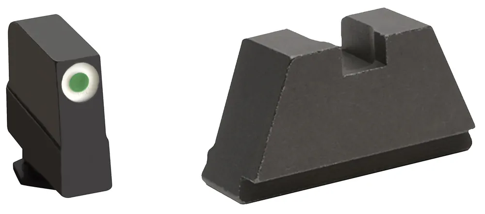 AmeriGlo Tall Suppressor Height Sight 3XL Tritium Green with White Outline Front, Flat Black Rear Black Frame for Most Glock Gen1-5 (Except 42,43)