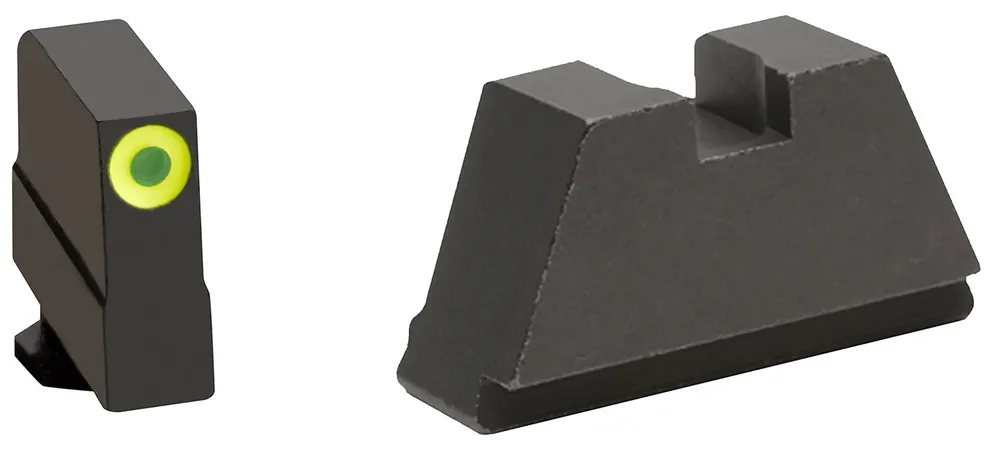 AmeriGlo Tall Suppressor Height Sight 3XL Tritium Green with LimeLumi Outline Front, Flat Black Rear Black Frame for Most Glock Gen1-5 (Except 42,43)