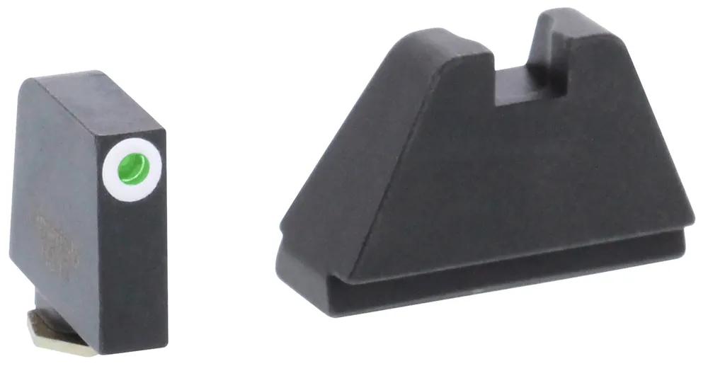 AmeriGlo Tall Suppressor Height Sight 5XL Tritium Green with White Outline Front, Flat Black Rear Black Frame for Most Glock Gen1-5 (Except 42,43)