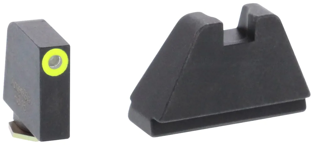 AmeriGlo Tall Suppressor Height Sight 5XL Tritium Green with LimeLumi Outline Front, Flat Black Rear Black Frame for Most Glock Gen1-5 (Except 42,43)