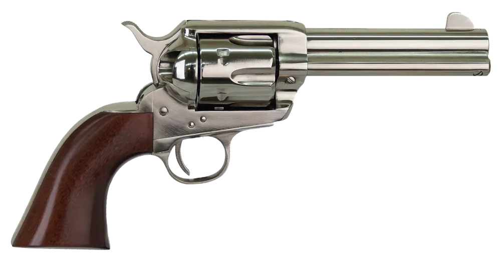 Cimarron PPP357N Pistolero 38 Special or 357 Mag Caliber with 4.75" Barrel, 6rd Cylinder, Overall Nickel Finish Steel & Walnut Grip