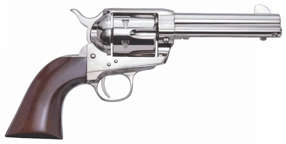 Cimarron PPP45N Pistolero 45 Colt (LC) Caliber with 4.75" Barrel, 6rd Capacity Cylinder, Overall Nickel Finish Steel & Walnut Grip