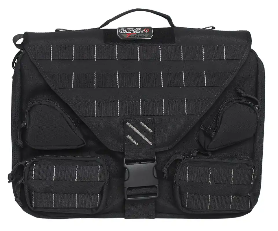 G*Outdoors Tactical Brief Case Black 1000D Polyester with Visual ID Storage System, Pockets, Fold Over Design & Lockable YKK Zippers Holds 1 Handgun Includes Holster