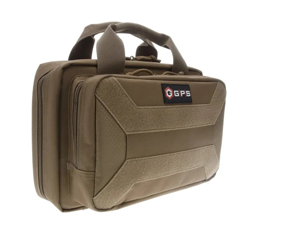 G*Outdoors Pistol Case Flat Dark Earth 600D Polyester with Mag Storage, Lockable Zippers & Cushioned Compartment Holds 1 Handgun