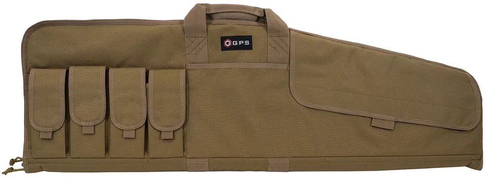 G*Outdoors Single Rifle Case Flat Dark Earth 600D Polyester with Mag Pouch, Lockable Zippers & Fleece-Lining 42 L x 13" H Exterior Dimensions"