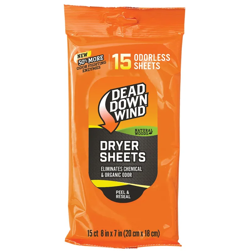 Dead Down Wind Dryer Sheets Cover Scent Natural Woods Scent 15 Per Pkg