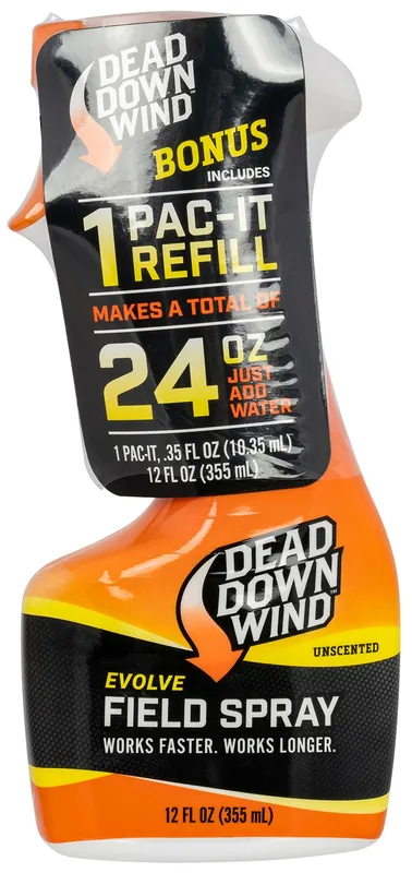 Dead Down Wind Field Spray Pac-It Combo Odor Eliminator Unscented Scent 24 oz