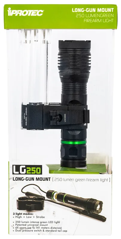 iProtec LG250 W/Pressure Switch Long Guns 25/250 Lumens Output 5mW Output Green LED Black