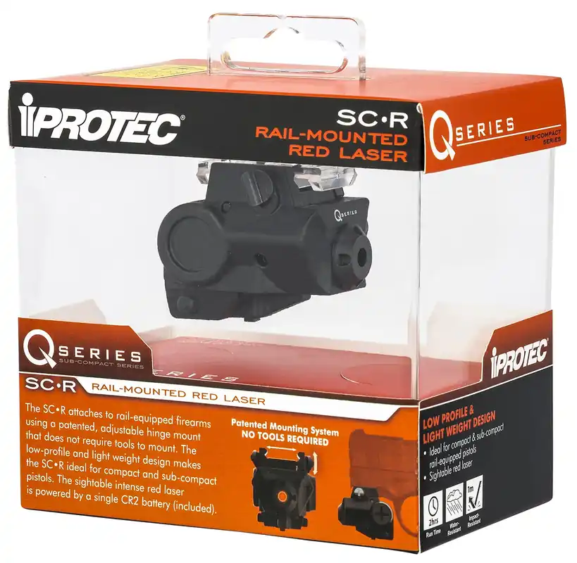 iProtec Q-Series SC-R 5mW Red Laser with 635nM Wavelength & Black Finish for Rail-Equipped Compact, Subcompact Pistols
