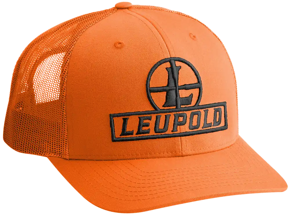 Leupold Reticle Trucker Hat Blaze Orange Adjustable Snapback OSFA Semi-Structured