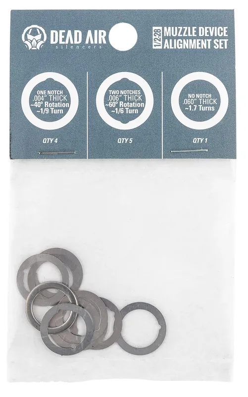 Dead Air Shim Kit 1/2"-28 tpi 3 Different Shim Thicknesses Included