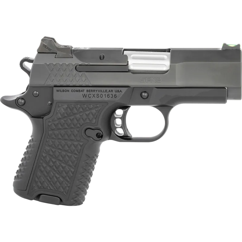 Wilson Combat SFX9 Sub-Compact 9mm Luger Pistol 10+1/15+1 3.25" Barrel Stainless Steel Slide Aluminum Frame Adjustable Rear Sight Black SFX9SC3
