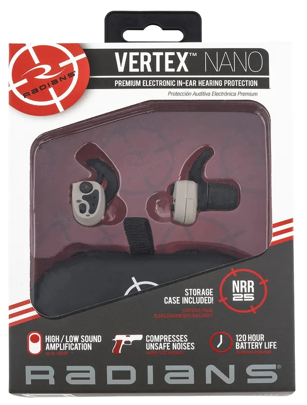 Radians Vertex Nano Wireless Electronic Earbuds 25 dB In The Ear