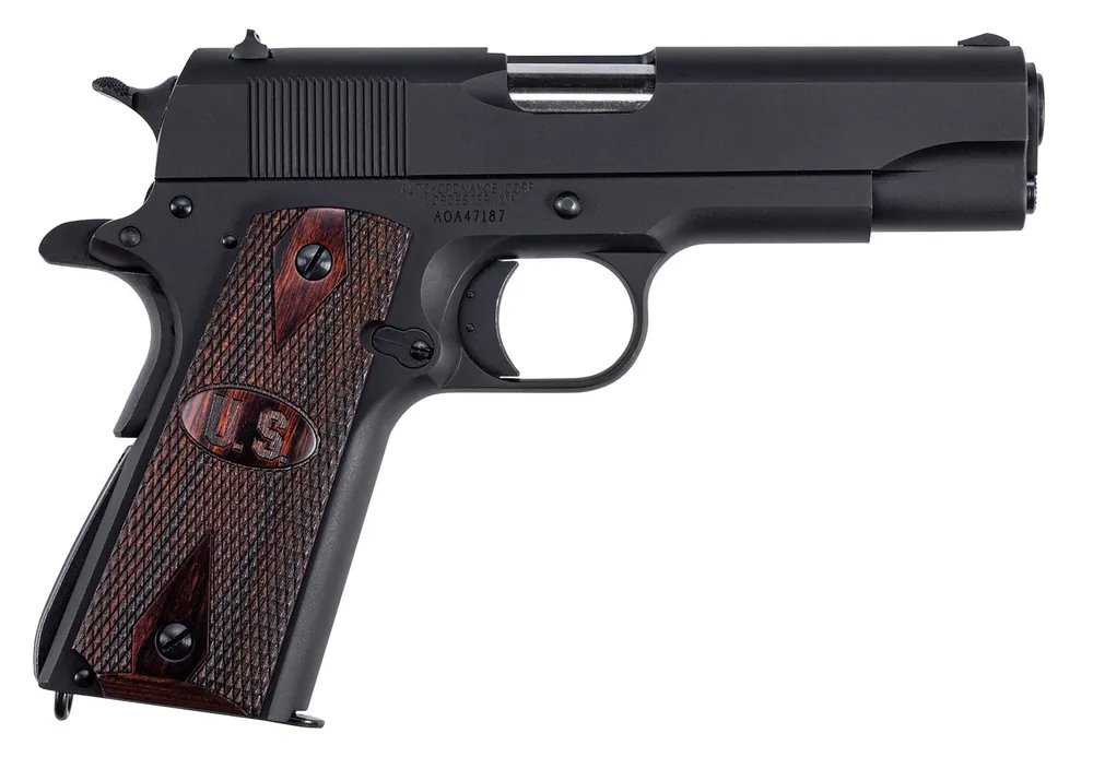 Auto-Ordnance 1911-A1 Commander 45 ACP 4.25" 7+1 Matte with Integrated US Logo Checkered Wood Grip