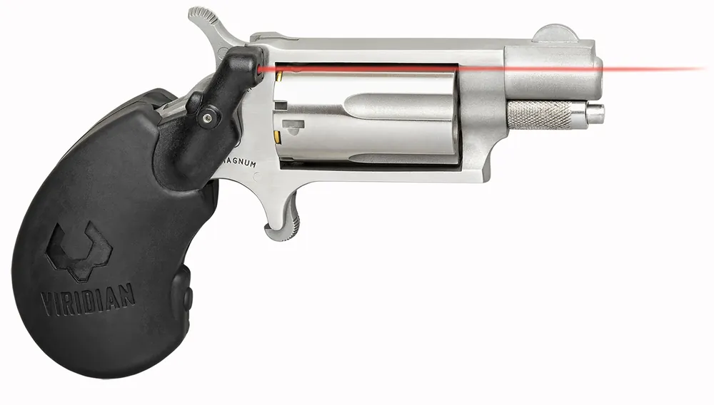 North American Arms 22MSVL Mini-Revolver 22 WMR Caliber with 1.13" Barrel, 5rd Capacity Cylinder, Overall Stainless Steel Finish & Black Polymer Grip Includes Viridian Laser